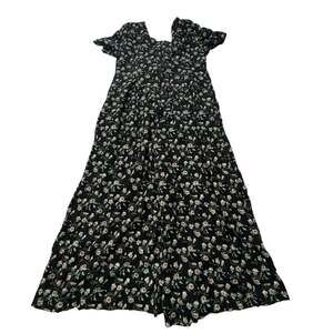 Vintage Expressions Petites Black Floral Wide Leg Jumpsuit